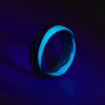 Carbon Fiber Teal Marbled Glow Ring (5)