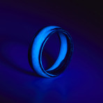 Carbon Fiber Blue Marbled Glow Ring (8.5)
