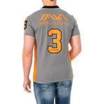 Solomon Short Sleeve Polo Shirt // Gray + Orange (Small)