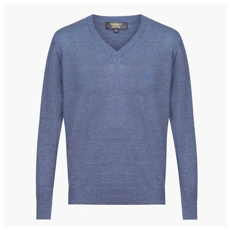 Anthony Woolen V-Neck Sweater // Blue (S)