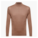 Isaiah Woolen Light Mock Neck Sweater // Light Brown (S)