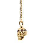 Gold Steel Skull Head Necklace // 28"L