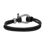 Cord U-Lock Bracelet // Black + Silver (7")