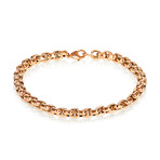 Rose Gold Diamond Cut Box Link Bracelet // 8.75"