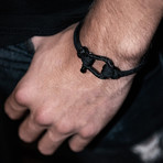 Cord U-Lock Clasp Bracelet // Black (7")