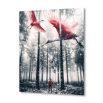 Red Birds In Winter // Aluminum Print (16"W x 16"H x 1.5"D)