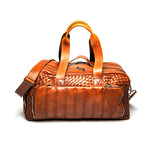 Woven Leather Travel Duffle Bag 20" // Serena Brown