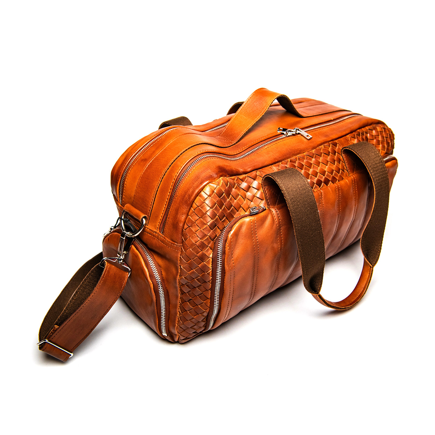 Woven Leather Travel Duffle Bag 20&quot; // Serena Brown - HIDES Canada - Touch of Modern