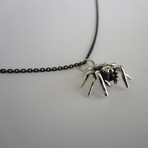 Jumping Spider Pendant // Solid Sterling Silver