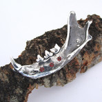 Lynx Jaw Pendant // Solid Sterling Silver + Blood Garnet