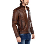 Oriole Leather Jacket // Tobacco (S)
