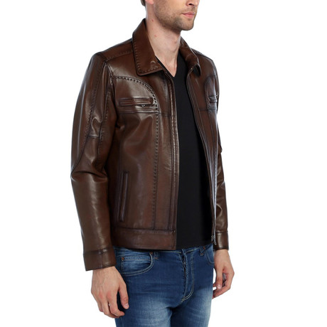 Dove Leather Jacket // Brown (XS)