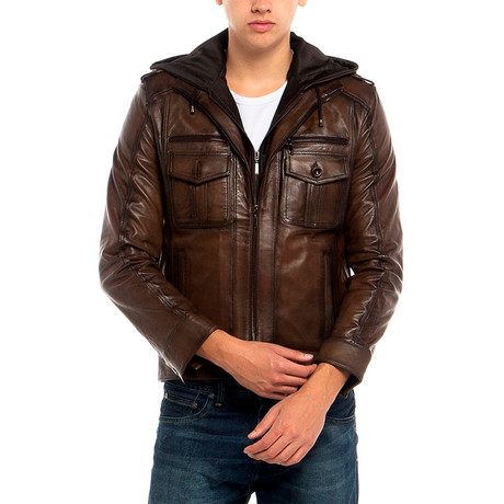 Knot Leather Jacket // Brown (XS)