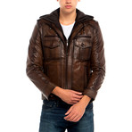Knot Leather Jacket // Brown (4XL)