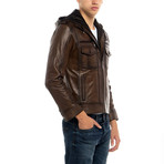 Knot Leather Jacket // Brown (3XL)
