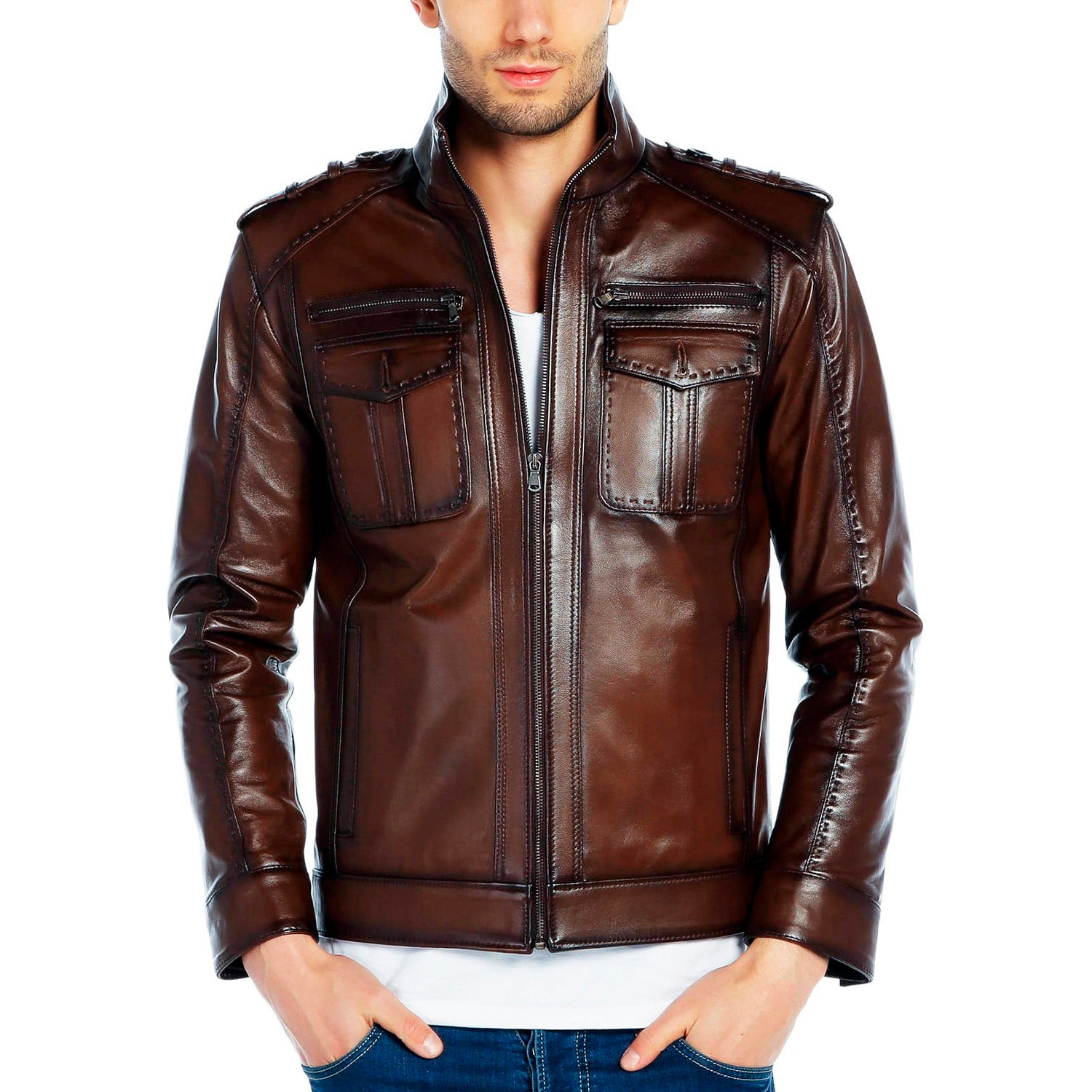 Blackbird Leather Jacket // Brown (L) - Vivamood - Touch of Modern