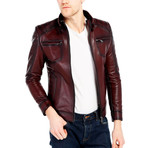 Sandhill Leather Jacket // Bordeaux (3XL)
