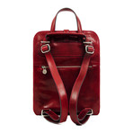 Clarissa // Women's Convertible Leather Backpack (Red)