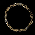 Solid 18K Yellow Gold Fancy Two-Tone Syllable Link Bracelet