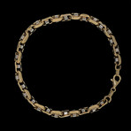 Solid 18K Yellow Gold Open Round Box Two-Tone Link Bracelet