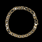 Solid 18K Yellow Gold Two-Tone Mariner Link Bracelet
