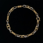 Solid 18K Yellow Gold 3 Patterned Rolo Bracelet