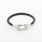 Jean Claude Jewelry // Leather Bracelet + Infinity Hook // Black + Silver