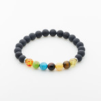 Jean Claude Jewelry // Lava Stone + Agate + Amber + Sodalite Beaded Bracelet // Multicolor