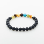 Jean Claude Jewelry // Lava Stone + Agate + Amber + Sodalite Beaded Bracelet // Multicolor