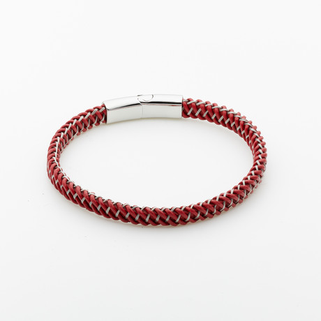 Jean Claude Jewelry // Leather Bracelet // Burnt Orange + Silver