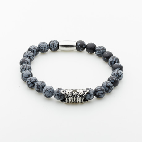 Jean Claude Jewelry // Snowflake Beaded Bracelet // Grey + Black
