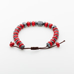 Jean Claude Jewelry // Bamboo Macramé Bracelet // Red + Silver