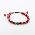 Jean Claude Jewelry // Bamboo Macramé Bracelet // Red + Silver
