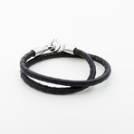 Jean Claude Jewelry // Double Wrap Leather Infinity Bracelet // Black + Silver