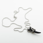 Jean Claude Jewelry // Resin Dragon Tooth Pendant + Stainless Steel Chain // Red + Silver (Black + Silver)