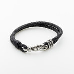 Jean Claude Jewelry // Lucky Feather Leather Bracelet // Black + Silver
