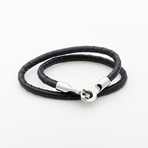 Jean Claude Jewelry // Double Wrap Leather Infinity Bracelet // Black + Silver