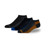 Men's Pro Series Low-Rider Moisture Wicking Athletic Sock // Black + Blue + Orange // 3 Pack