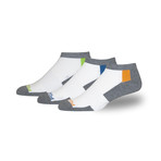 Men's Pro Series Low-Rider Moisture Wicking Athletic Sock // White + Gray // 3 Pack