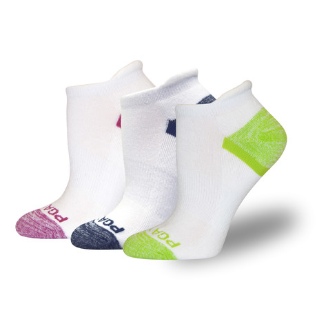 Women's Pro Series No-Show Athletic Sock // Pink + Blue + Green // 3 Pack