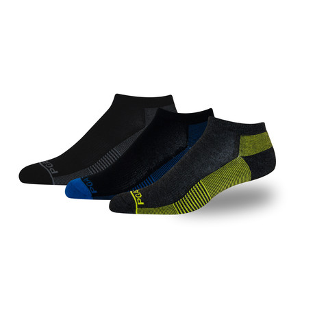 Men's Pro Series Low-Rider Moisture Wicking Athletic Sock // Black + Blue + Yellow // 3 Pack
