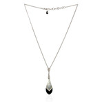 Crivelli 18k White Gold Diamond + Onyx Pendant Necklace