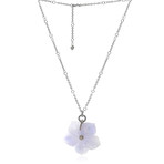 Crivelli 18k White Gold Diamond + Lavender Jade Flower Necklace