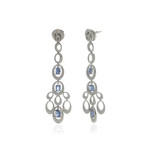 Crivelli 18k White Gold Diamond + Sapphire Drop Earrings
