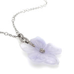 Crivelli 18k White Gold Diamond + Lavender Jade Flower Necklace