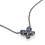 Crivelli 18k White Gold Diamond + Sapphire Butterfly Necklace