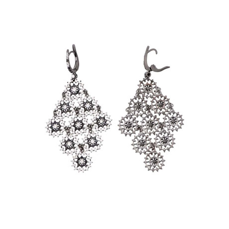 Crivelli 18k White Gold Diamond + Black Diamond Earrings II