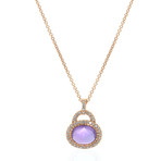 Crivelli 18k Yellow Gold Diamond + Amethyst Cocktail Necklace
