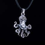 Diver Octopus Pendant // Silver