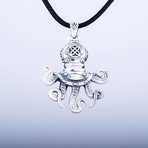 Diver Octopus Pendant // Silver